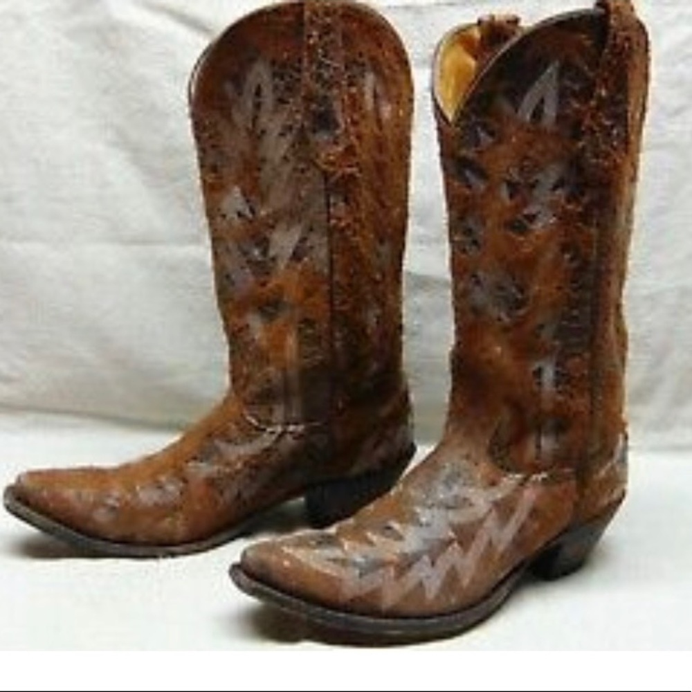 Johnny Ringo Legacy Collection Sarna Chocolate Rough Up Leather Snip Toe 8 Boots